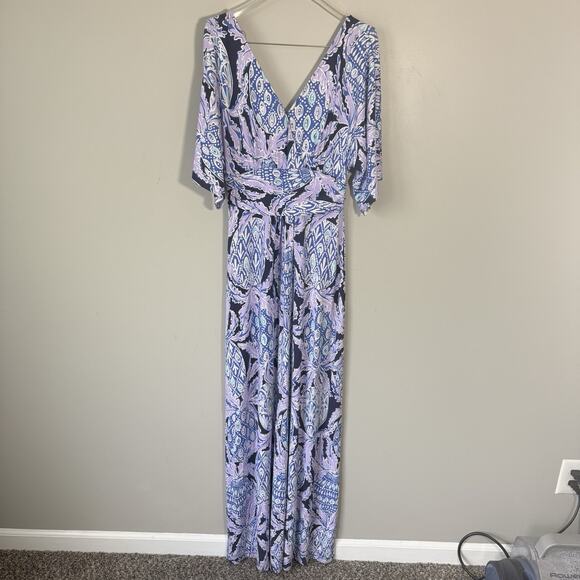 Lilly Pulitzer Dresses & Skirts - Lilly Pulitzer Women Parigi Maxi Dress Lilac Verbena Kimono Sleeve Tropical Sz S